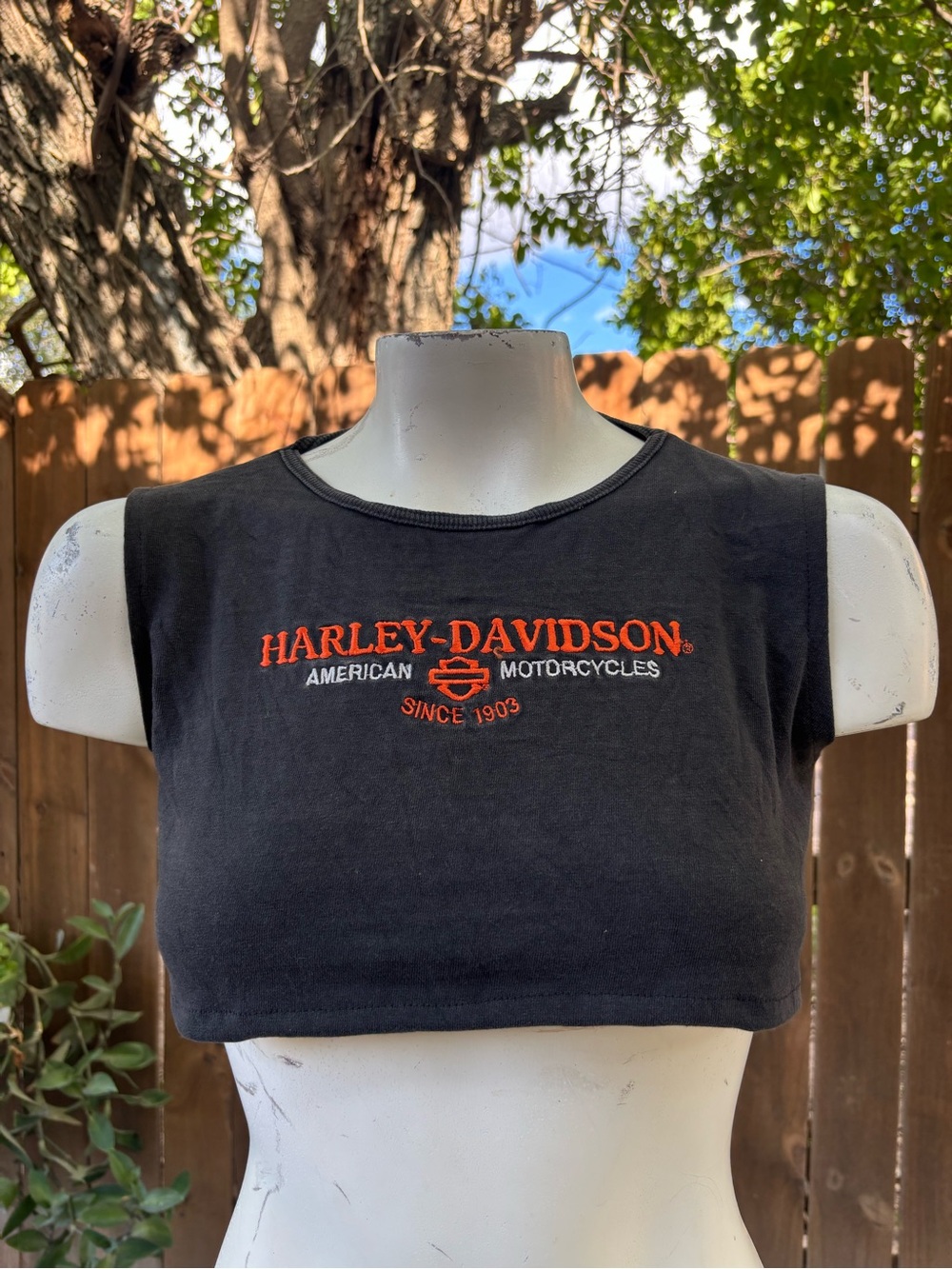 Y2K Vintage Harley Davidson Custom Reworked Crop Top Size M.